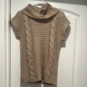 Women's Cable Knit Cowl Neck Sweater - Tan